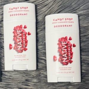 Native Candy Shop Deodorant - Sweet Cinnamon Hearts TWO (2) NEW Sticks